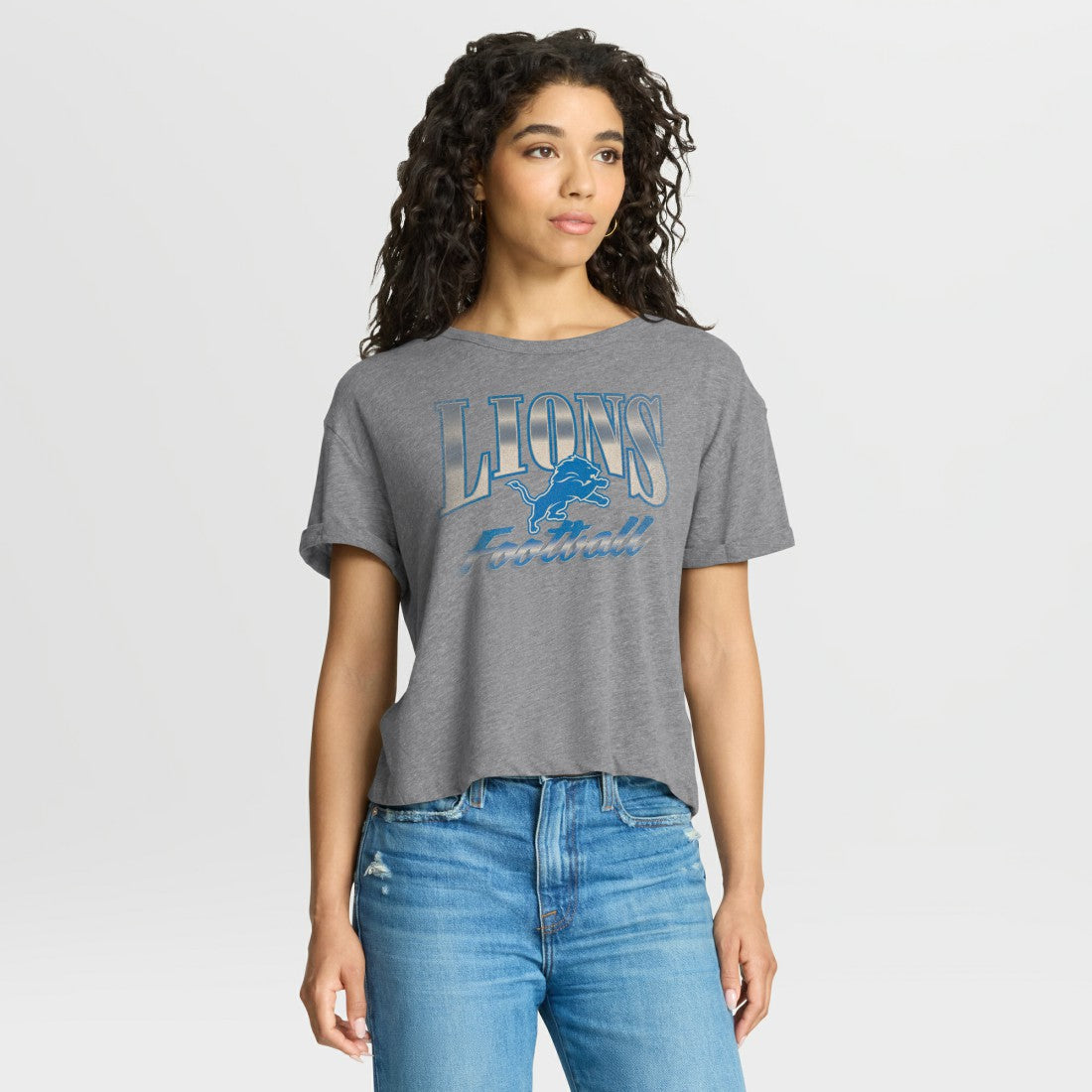 Detroit Lions Fanatics Women's Overplayed Tribute Tri-Blend Boxy T-Shirt