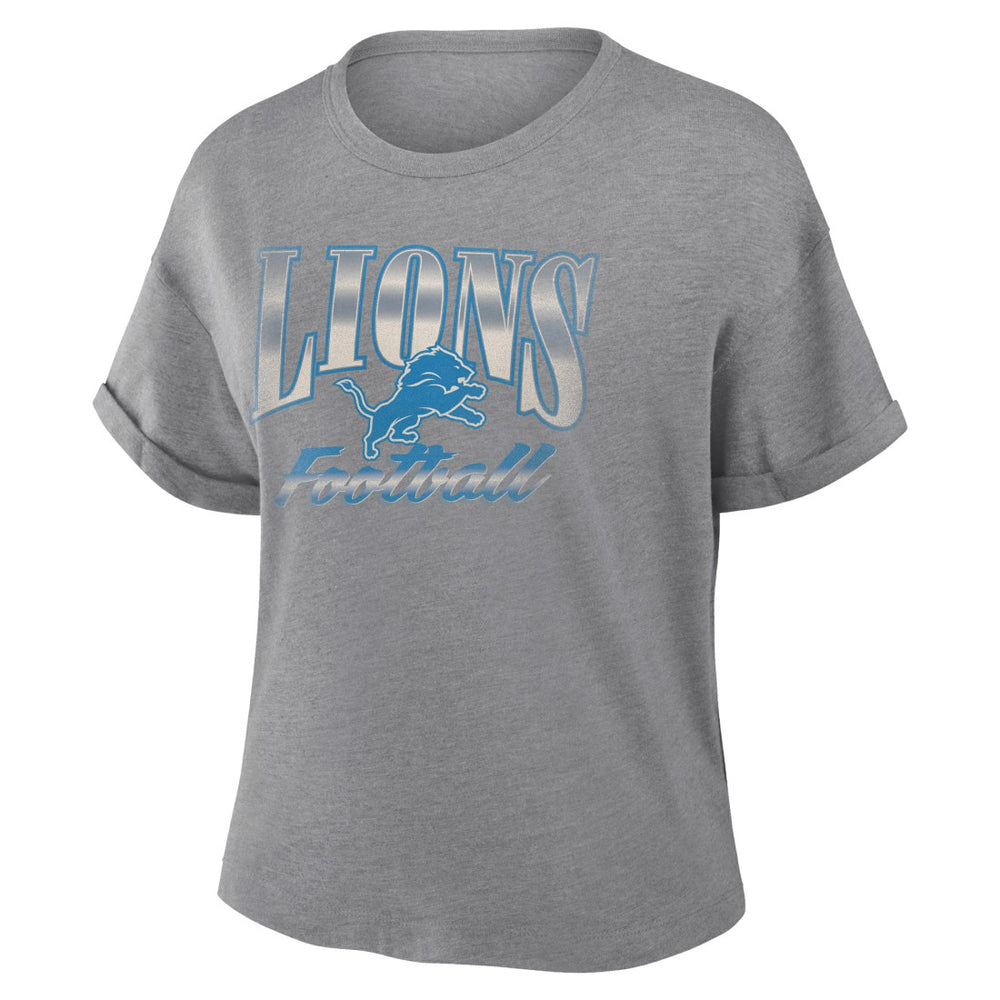 Detroit Lions Fanatics Women's Overplayed Tribute Tri-Blend Boxy T-Shirt