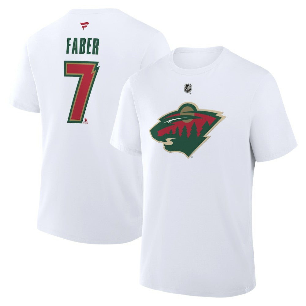 Brock Faber Minnesota Wild Fanatics Authentic Stack Name & Number T-Shirt Online