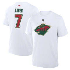 Brock Faber Minnesota Wild Fanatics Authentic Stack Name & Number T-Shirt Online