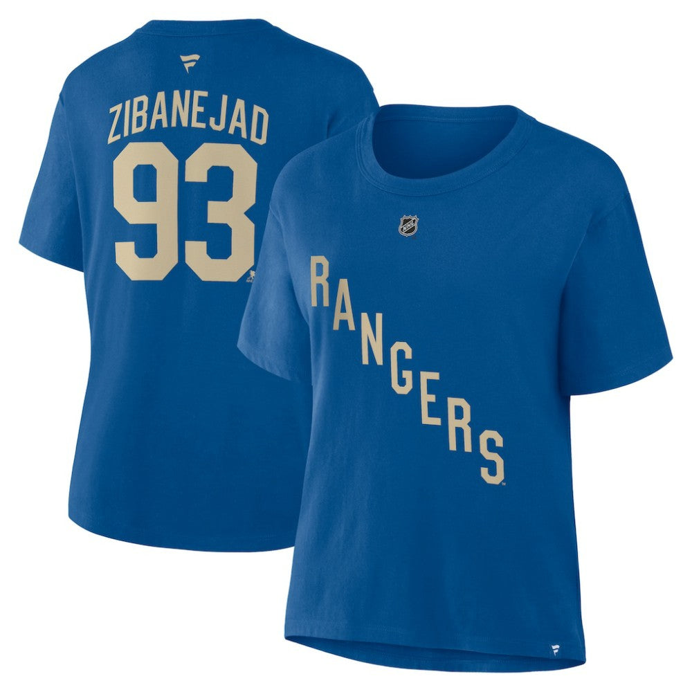Mika Zibanejad New York Rangers Fanatics Women's Authentic Stack Name & Number T-Shirt Online