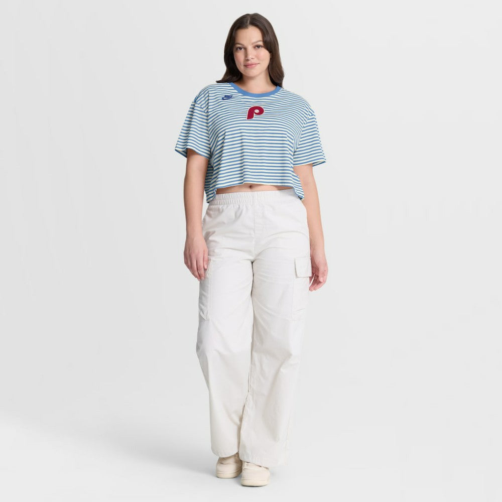 Philadelphia Phillies Nike Women's Cooperstown Collection Striped Cropped T-Shirt | MLB Near me