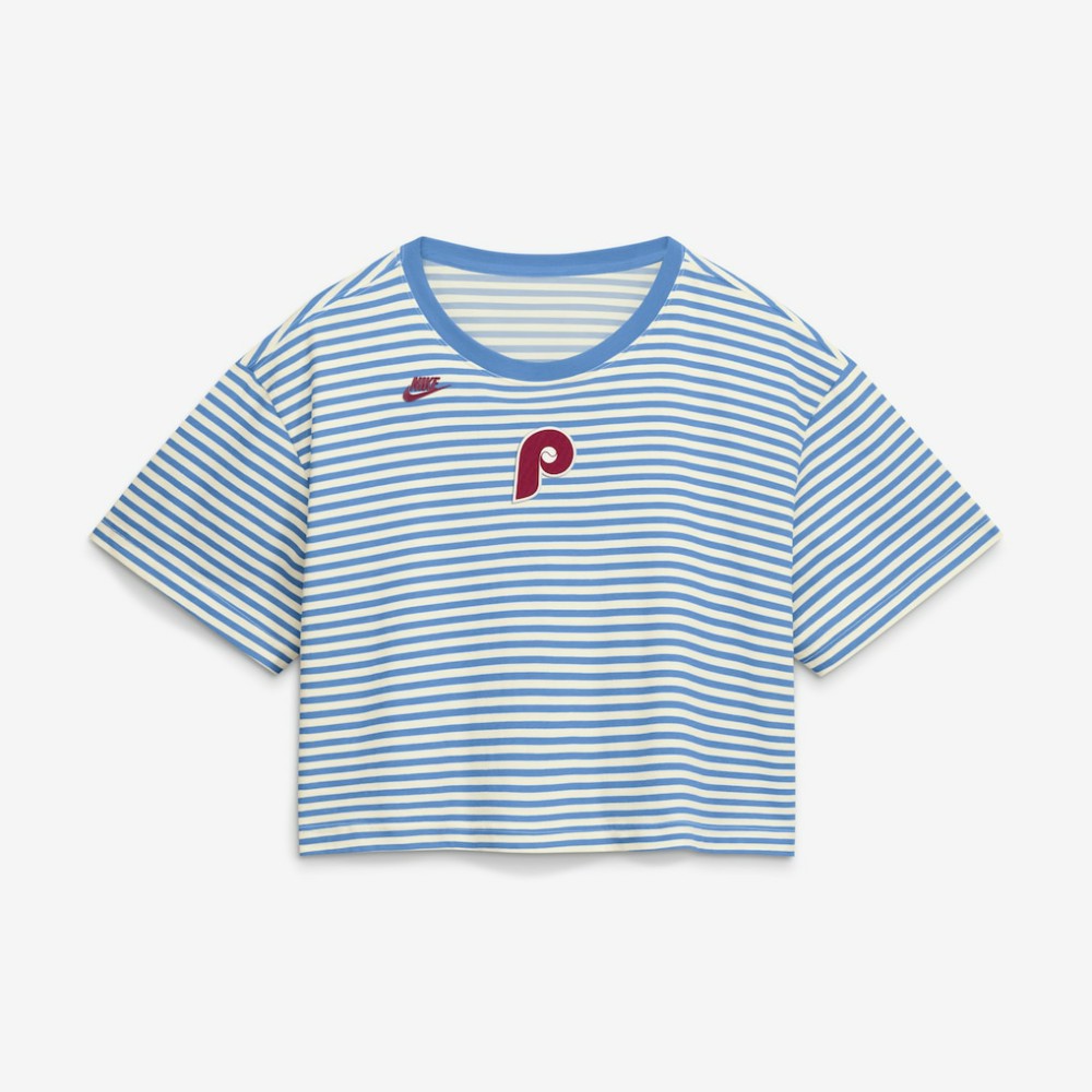 Philadelphia Phillies Nike Women's Cooperstown Collection Striped Cropped T-Shirt | MLB Near me