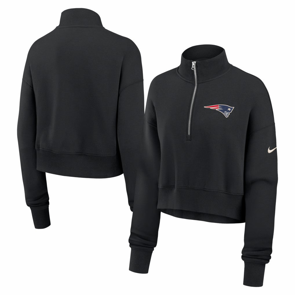 New England Patriots Nike Women's Legacy Phoenix Fleece Cropped Half-Zip Sweatshirt