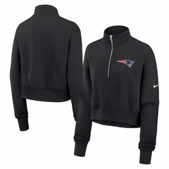 New England Patriots Nike Women's Legacy Phoenix Fleece Cropped Half-Zip Sweatshirt