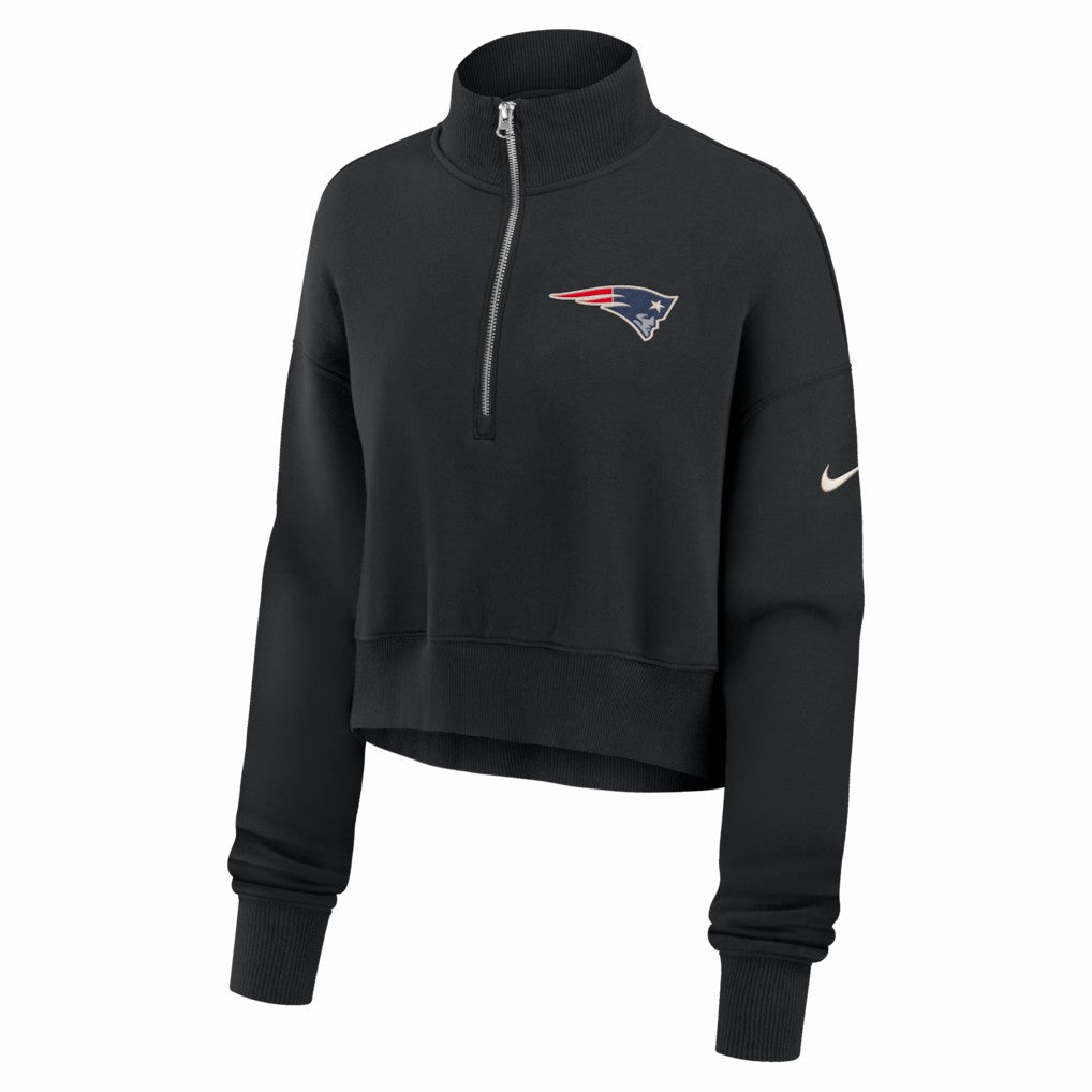 New England Patriots Nike Women's Legacy Phoenix Fleece Cropped Half-Zip Sweatshirt