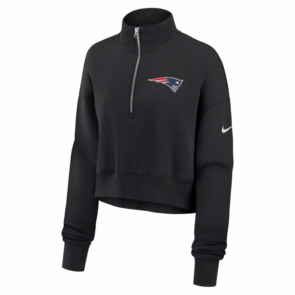 New England Patriots Nike Women's Legacy Phoenix Fleece Cropped Half-Zip Sweatshirt