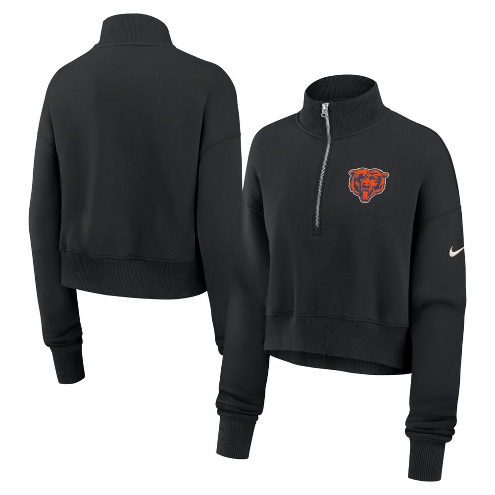 Chicago Bears Nike Women's Legacy Phoenix Fleece Cropped Half-Zip Sweatshirt