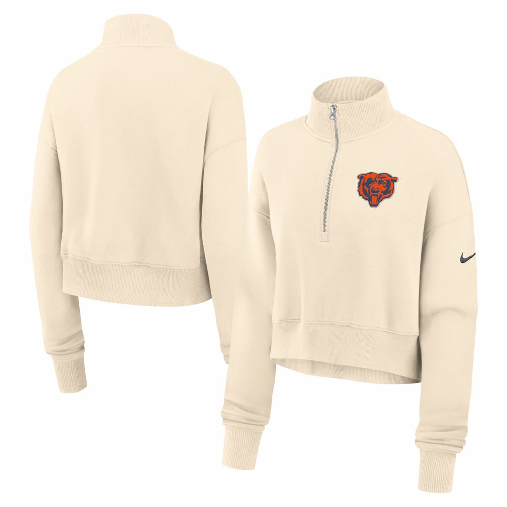 Chicago Bears Nike Women's Legacy Phoenix Fleece Cropped Half-Zip Sweatshirt
