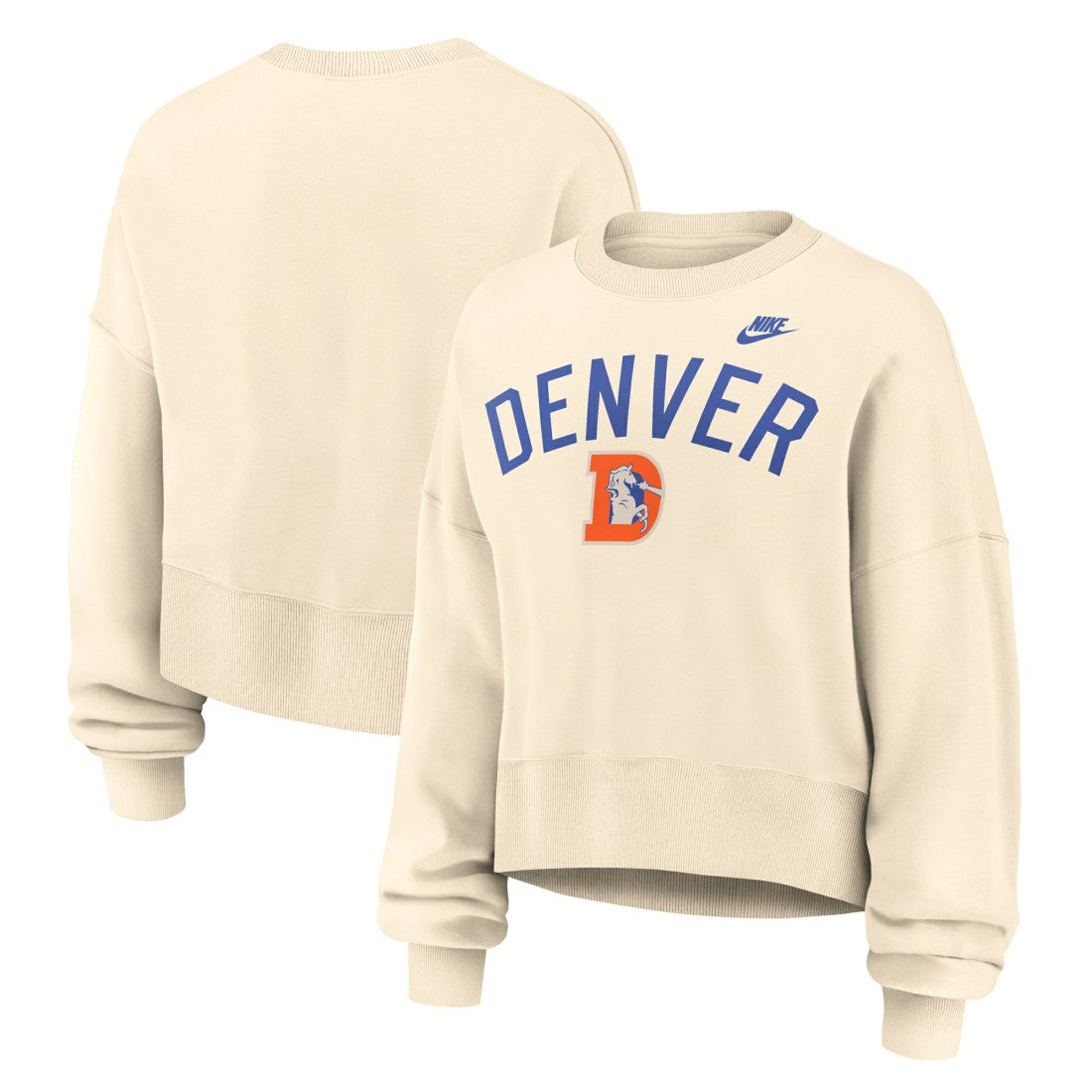 Denver Broncos Nike Women's Oversized High Hip Legacy Arch Phoenix Fleece Sweatshirt