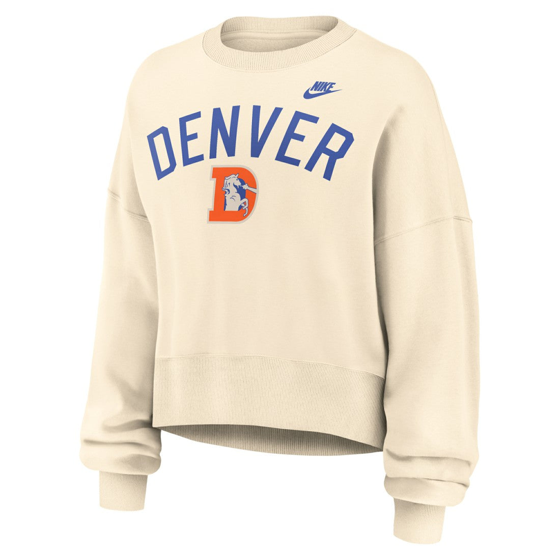 Denver Broncos Nike Women's Oversized High Hip Legacy Arch Phoenix Fleece Sweatshirt
