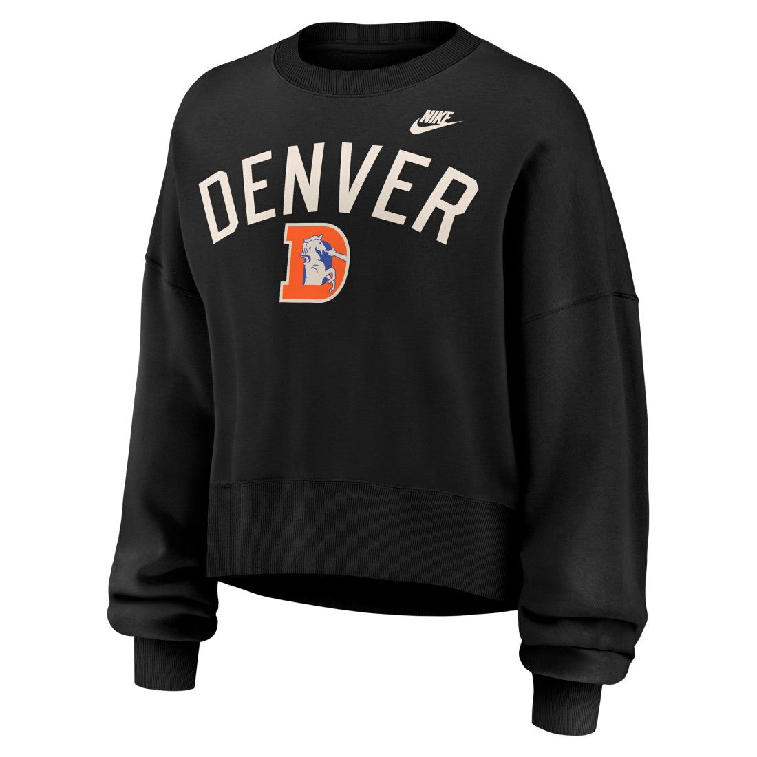 Denver Broncos Nike Women's Oversized High Hip Legacy Arch Phoenix Fleece Sweatshirt