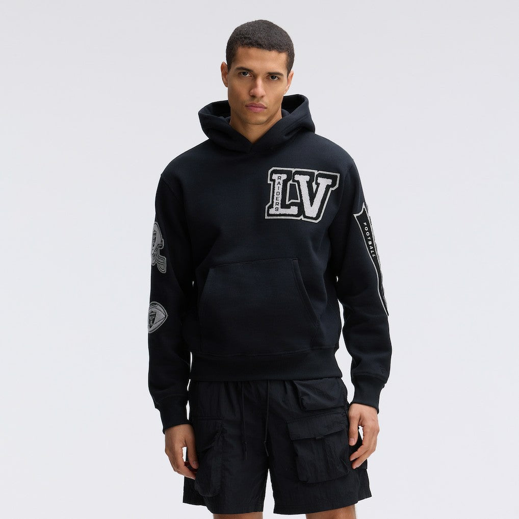 Las Vegas Raiders Fanatics IconicFleece Letterman Hoodie