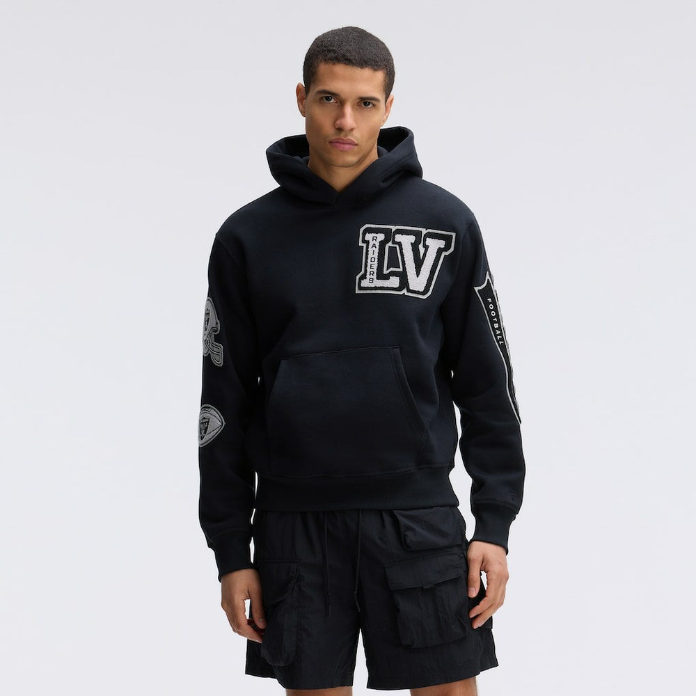Las Vegas Raiders Fanatics IconicFleece Letterman Hoodie
