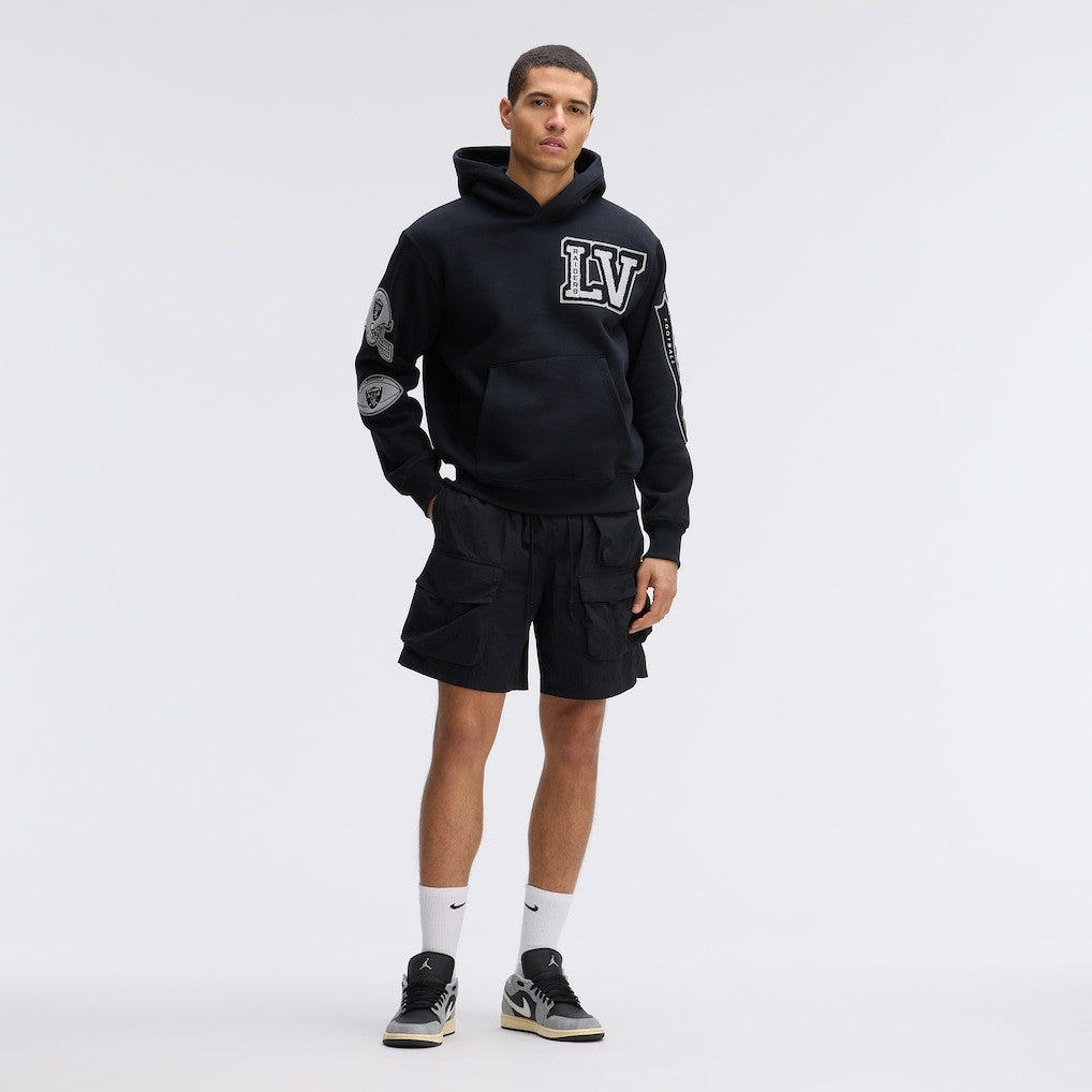 Las Vegas Raiders Fanatics IconicFleece Letterman Hoodie