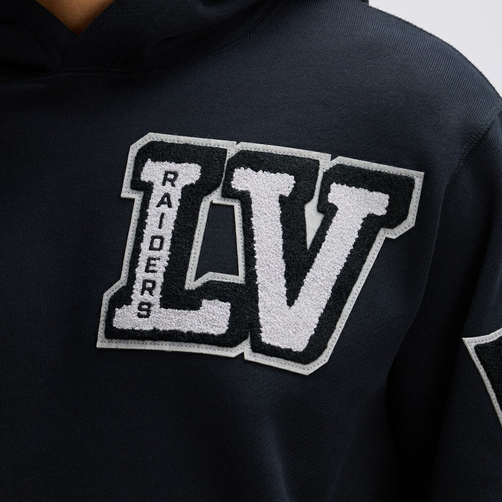 Las Vegas Raiders Fanatics IconicFleece Letterman Hoodie