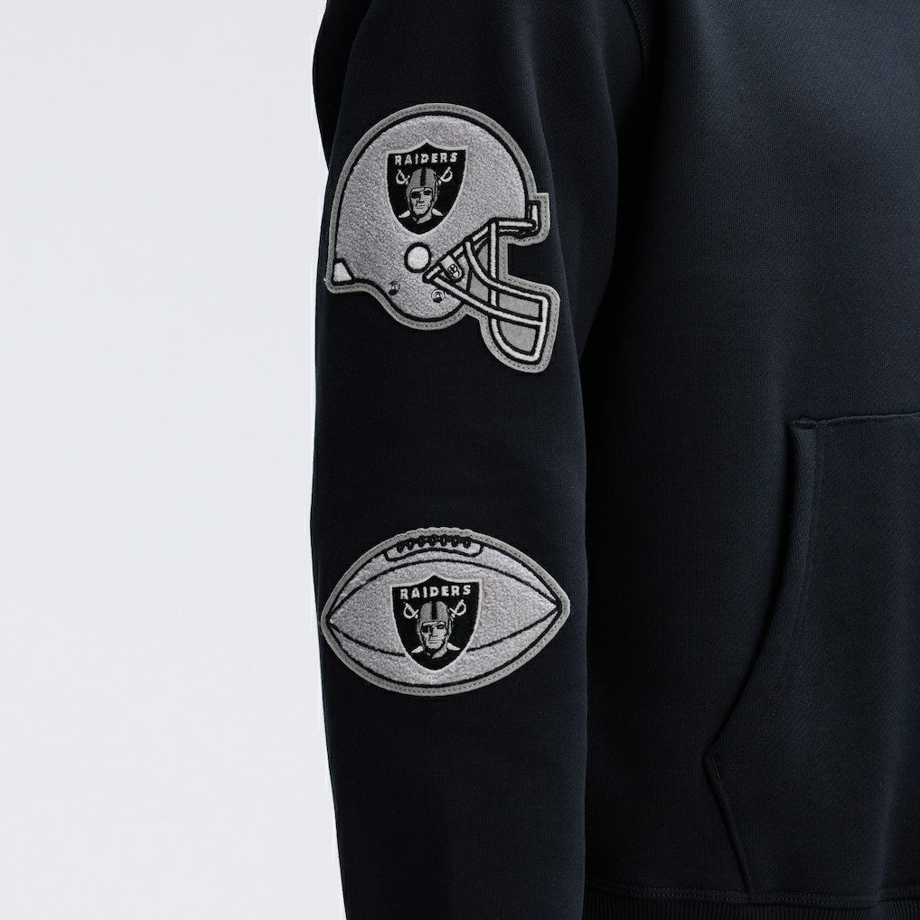 Las Vegas Raiders Fanatics IconicFleece Letterman Hoodie