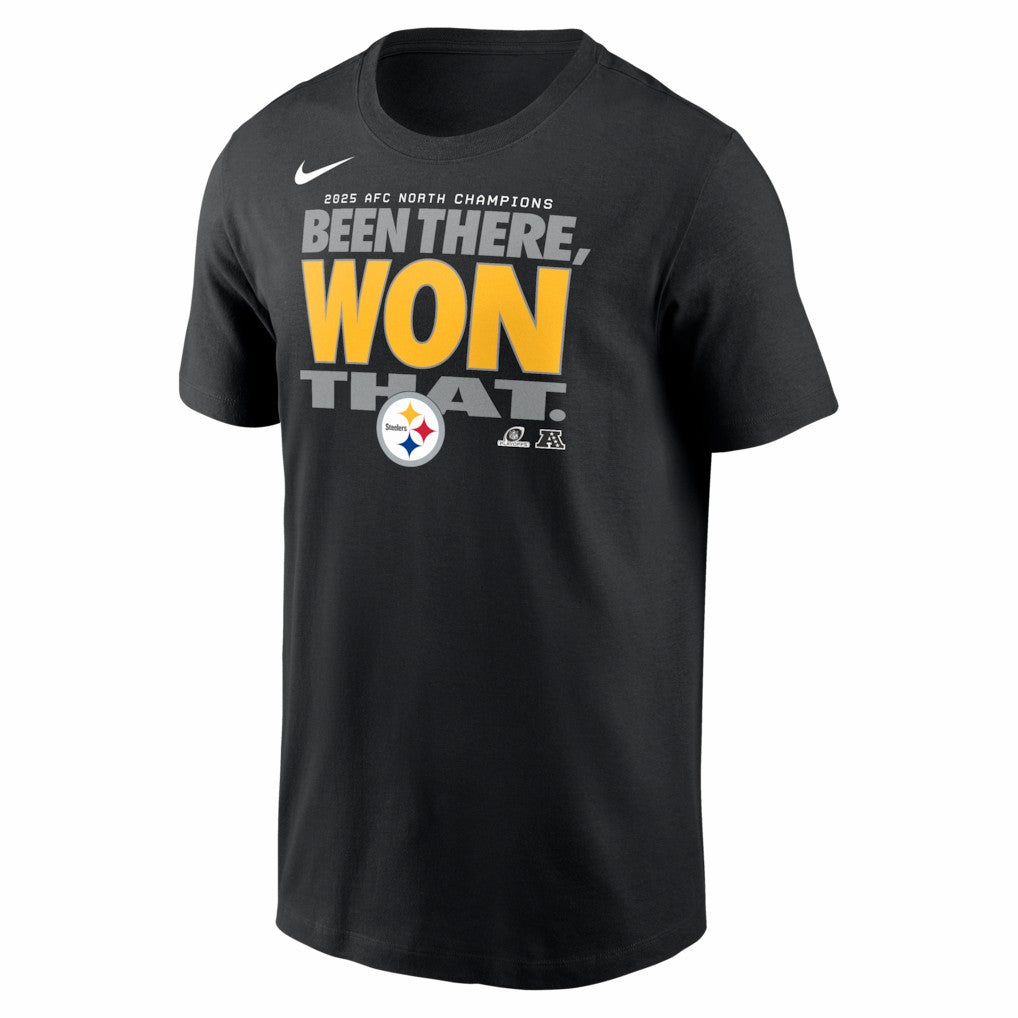 Pittsburgh Steelers Nike 2025 AFC North Division Champions Locker Room Trophy Collection T-Shirt