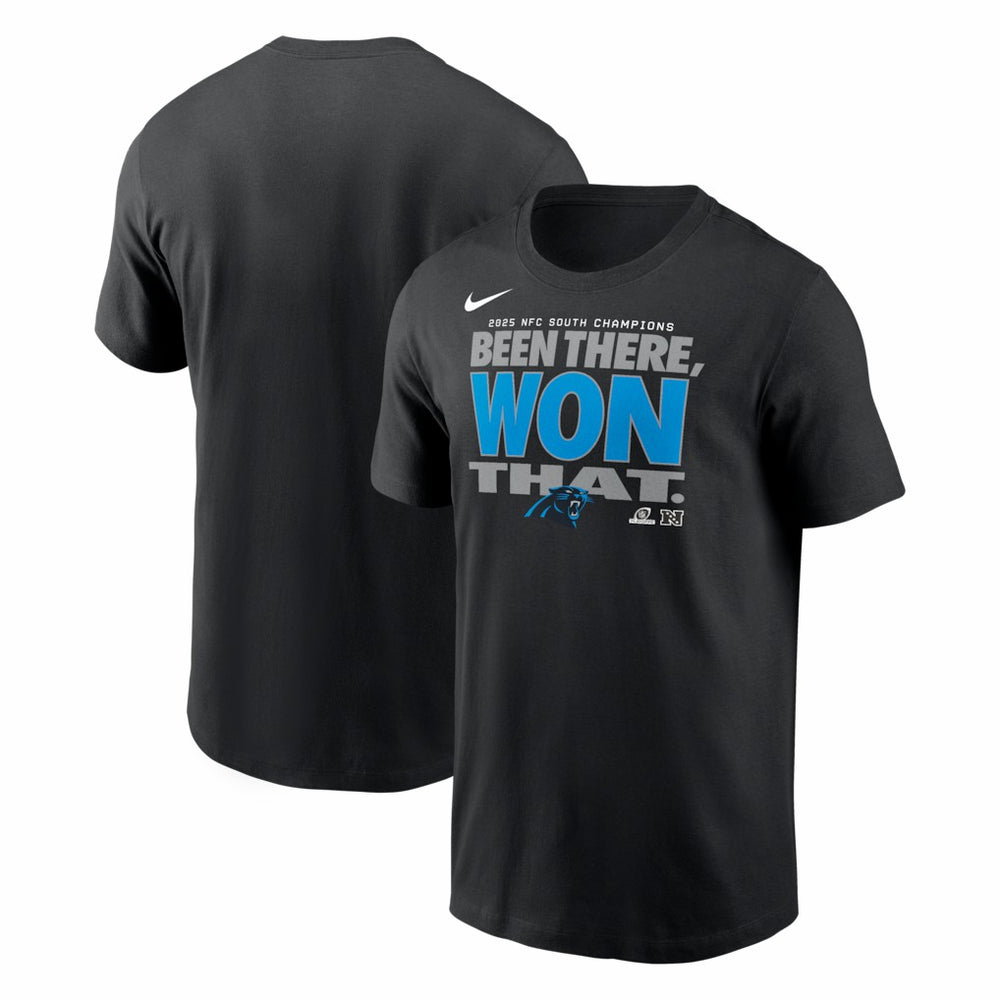 Carolina Panthers Nike 2025 NFC South Division Champions Locker Room Trophy Collection T-Shirt
