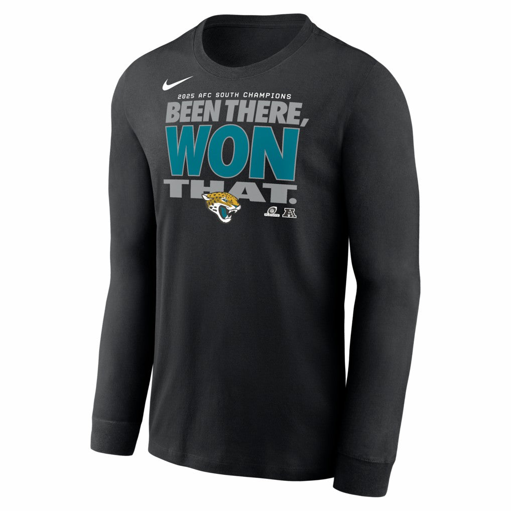 Jacksonville Jaguars Nike 2025 AFC South Division Champions Locker Room Trophy Collection Long Sleeve T-Shirt