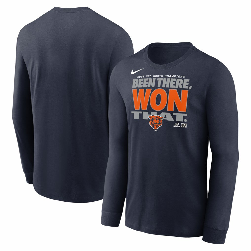 Chicago Bears Nike 2025 NFC North Division Champions Locker Room Trophy Collection Long Sleeve T-Shirt