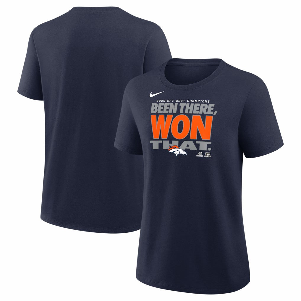 Denver Broncos Nike Women's 2025 AFC West Division Champions Locker Room Trophy Collection T-Shirt