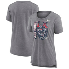 New England Patriots Fanatics Women's Super Bowl LX Retro Tri-Blend T-Shirt