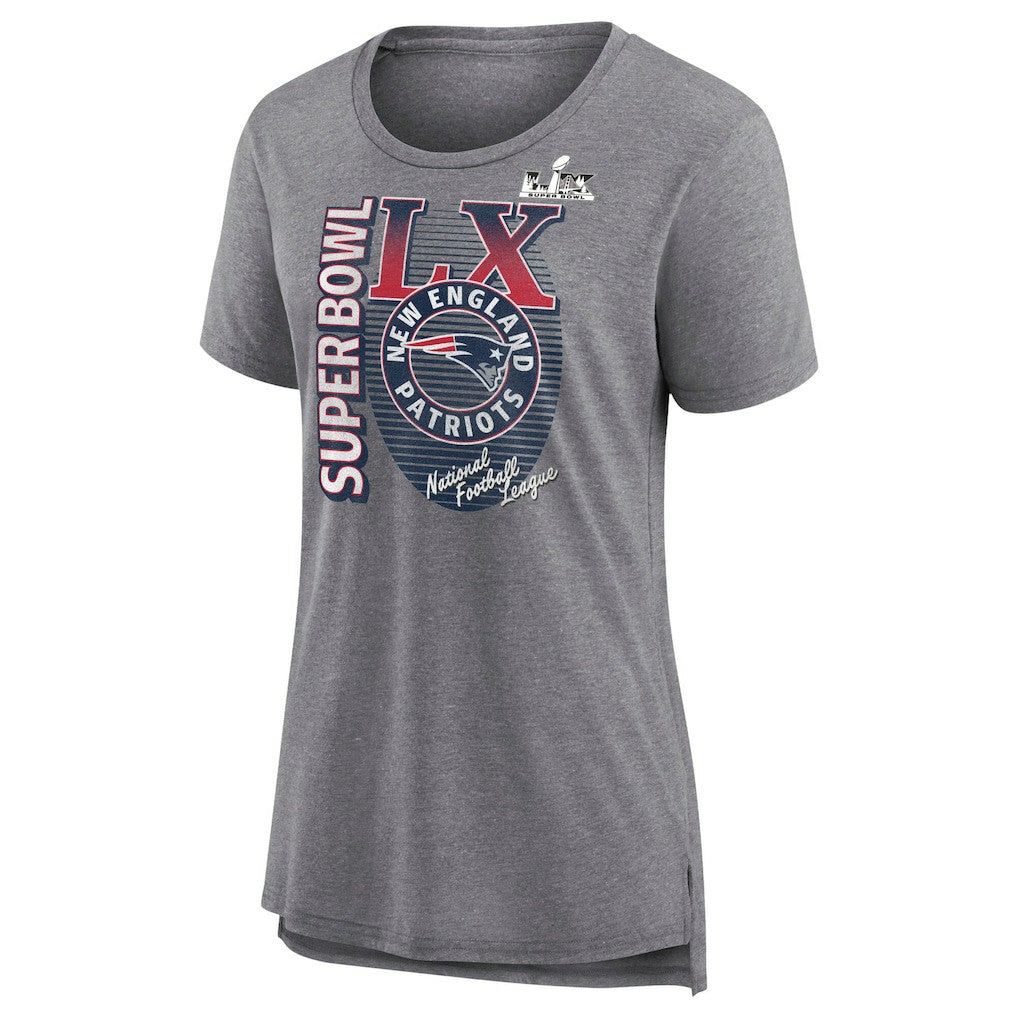 New England Patriots Fanatics Women's Super Bowl LX Retro Tri-Blend T-Shirt