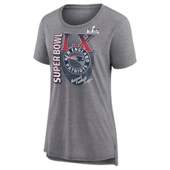 New England Patriots Fanatics Women's Super Bowl LX Retro Tri-Blend T-Shirt