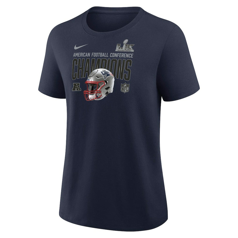 New England Patriots Nike Women's 2025 AFC Champions Helmet T-Shirt