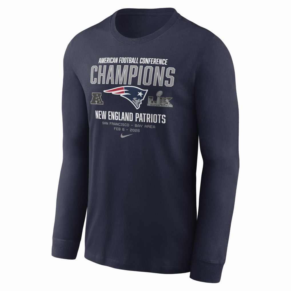 New England Patriots Nike 2025 AFC Champions Team Nation Long Sleeve T-Shirt