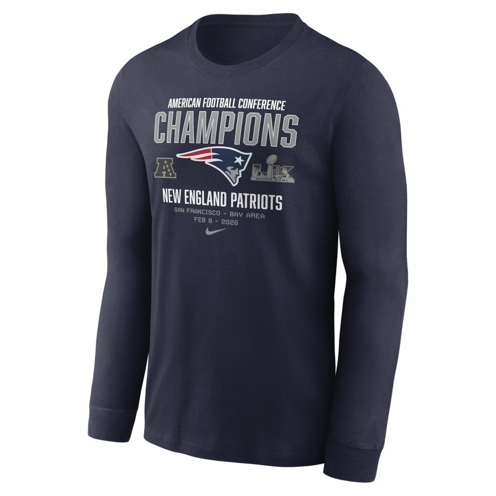 New England Patriots Nike 2025 AFC Champions Team Nation Long Sleeve T-Shirt