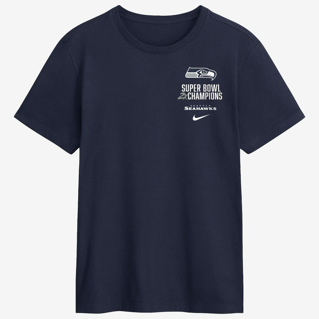 Seattle Seahawks Nike Two-Time Super Bowl Champions Downtown Ring Club T-Shirt