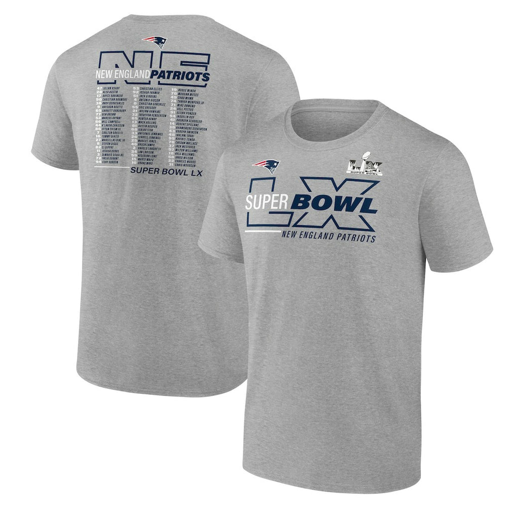 New England Patriots Fanatics Super Bowl LX Roster T-Shirt