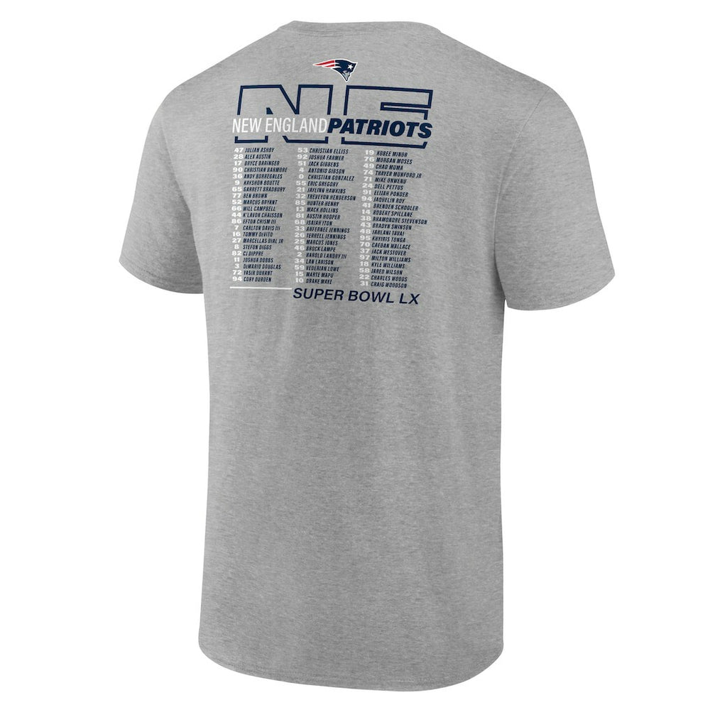 New England Patriots Fanatics Super Bowl LX Roster T-Shirt