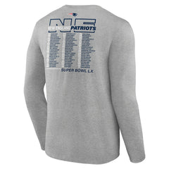 New England Patriots Fanatics Super Bowl LX Roster Long Sleeve T-Shirt