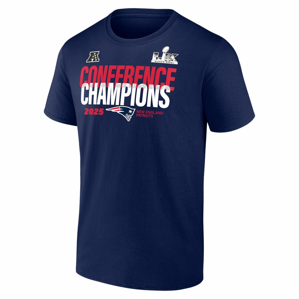 New England Patriots Fanatics 2025 AFC Champions Right Side Draw T-Shirt