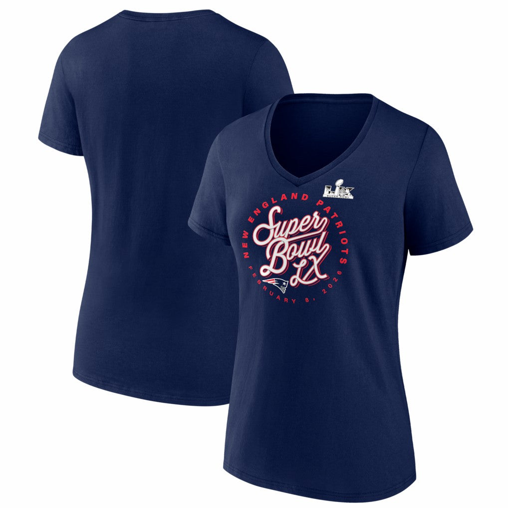 New England Patriots Fanatics Women's Super Bowl LX Cheer Section V-Neck T-Shirt