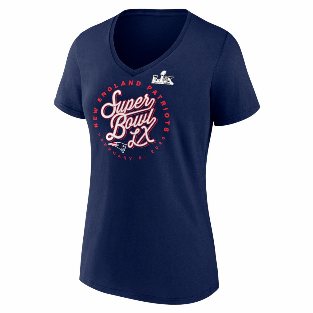 New England Patriots Fanatics Women's Super Bowl LX Cheer Section V-Neck T-Shirt