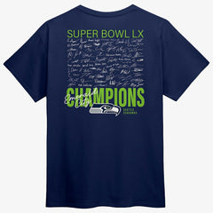Seattle Seahawks Fanatics Super Bowl LX Champions Autograph Signing Roster T-Shirt