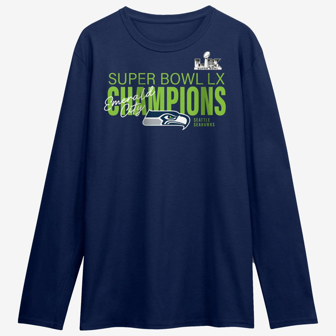 Seattle Seahawks Fanatics Super Bowl LX Champions Autograph Signing Long Sleeve Roster T-Shirt