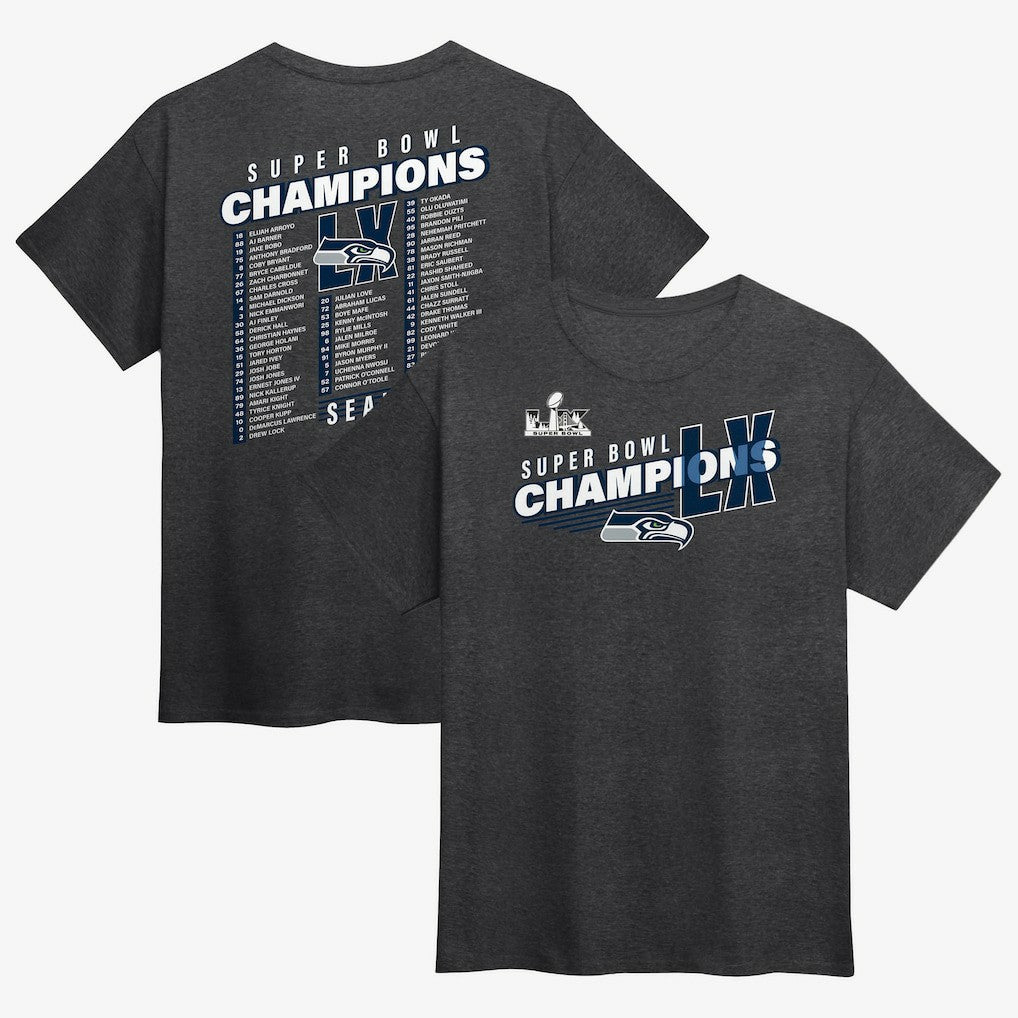 Seattle Seahawks Fanatics Super Bowl LX Champions Best Teammates Roster T-Shirt