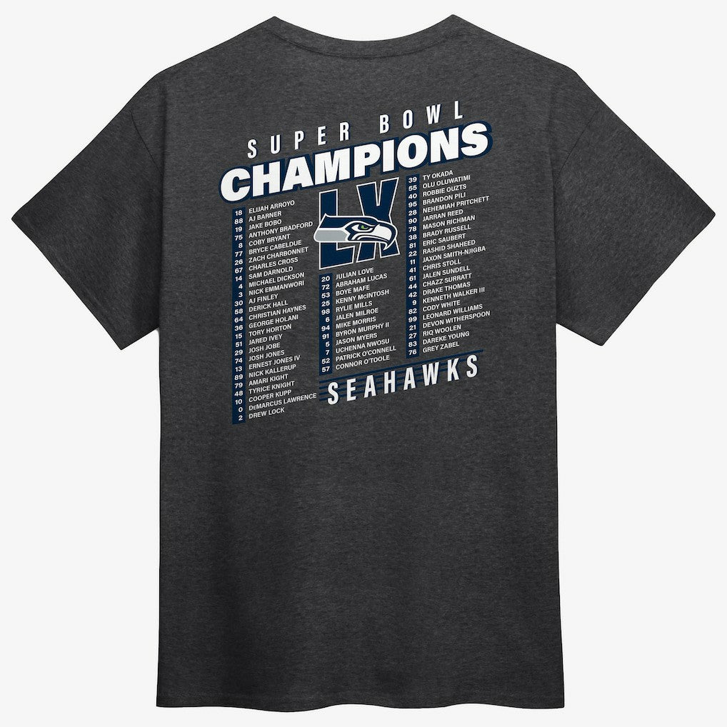 Seattle Seahawks Fanatics Super Bowl LX Champions Best Teammates Roster T-Shirt