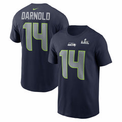 Seattle Seahawks Nike Sam Darnold  Super Bowl LX Patch Name & Number T-Shirt