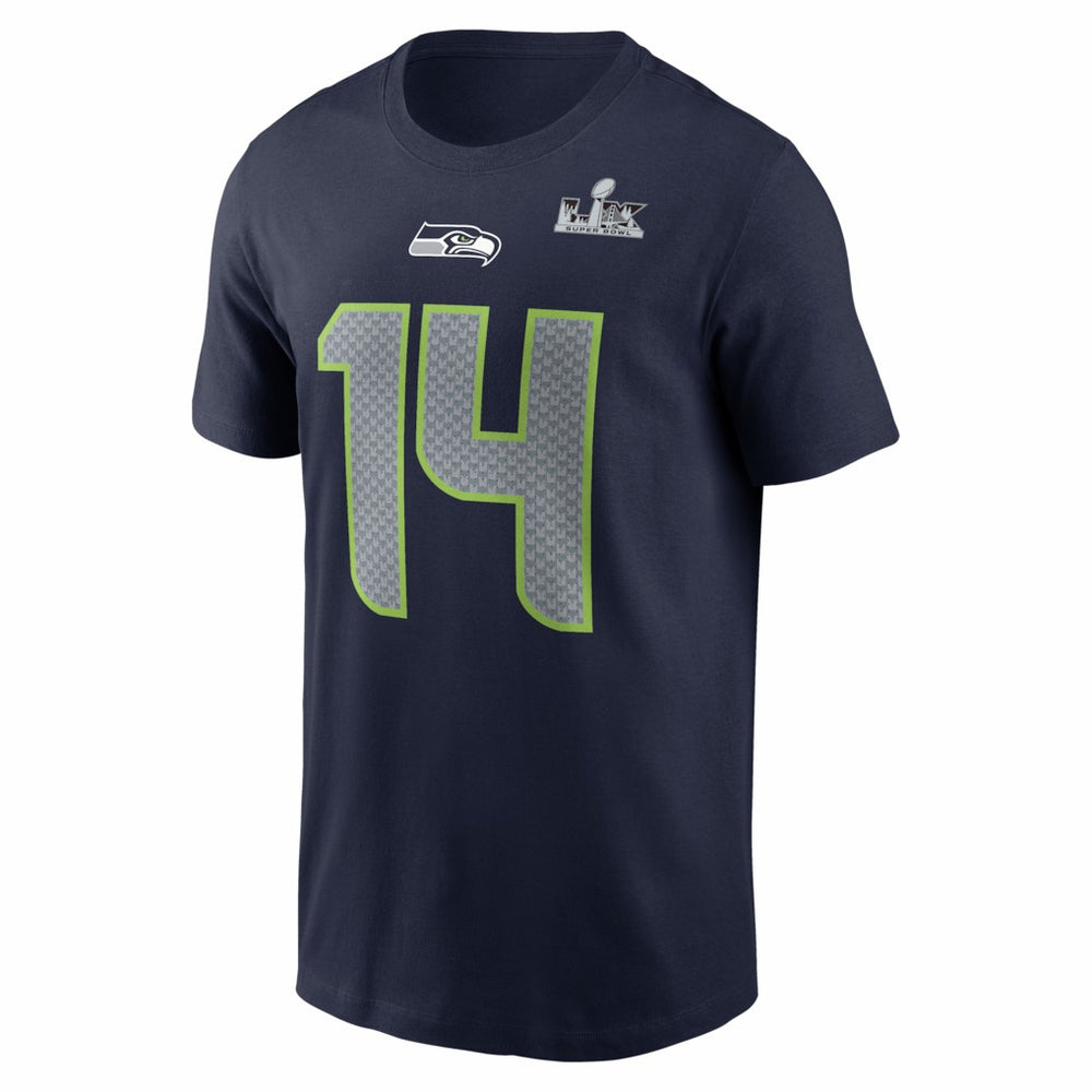 Seattle Seahawks Nike Sam Darnold  Super Bowl LX Patch Name & Number T-Shirt