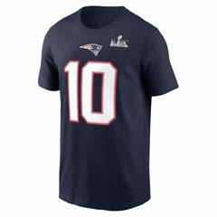New England Patriots Nike Drake Maye  Super Bowl LX Patch Name & Number T-Shirt