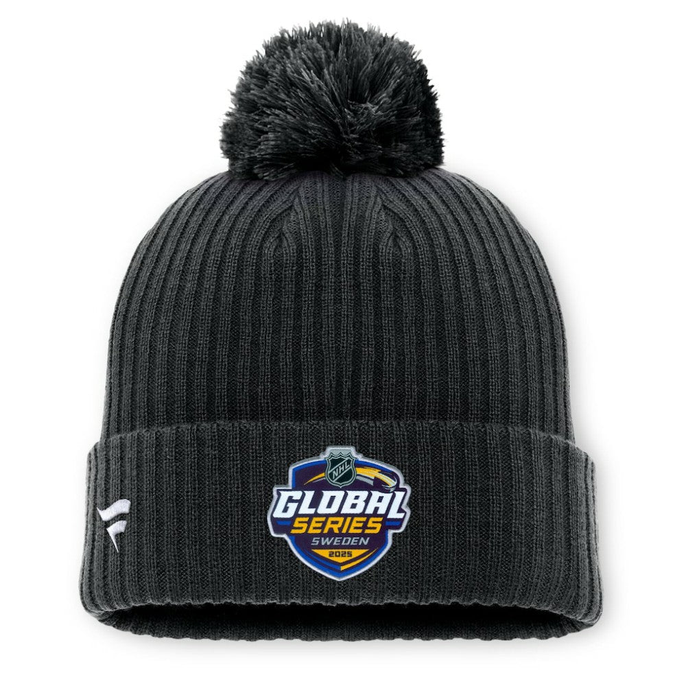 Pittsburgh Penguins Fanatics 2025 NHL Global Series Sweden Cuffed Knit Hat with Pom Online