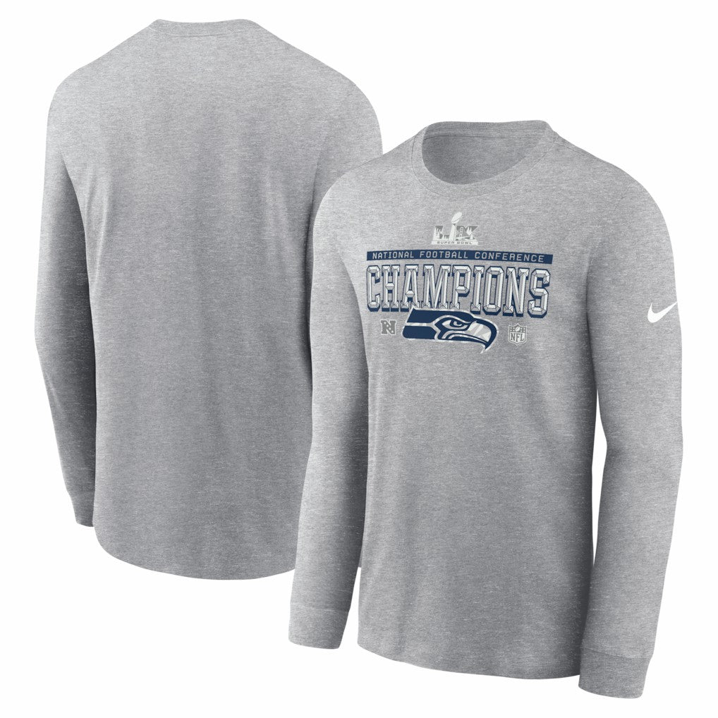 Seattle Seahawks Nike 2025 NFC Champions Locker Room Trophy Collection Long Sleeve T-Shirt