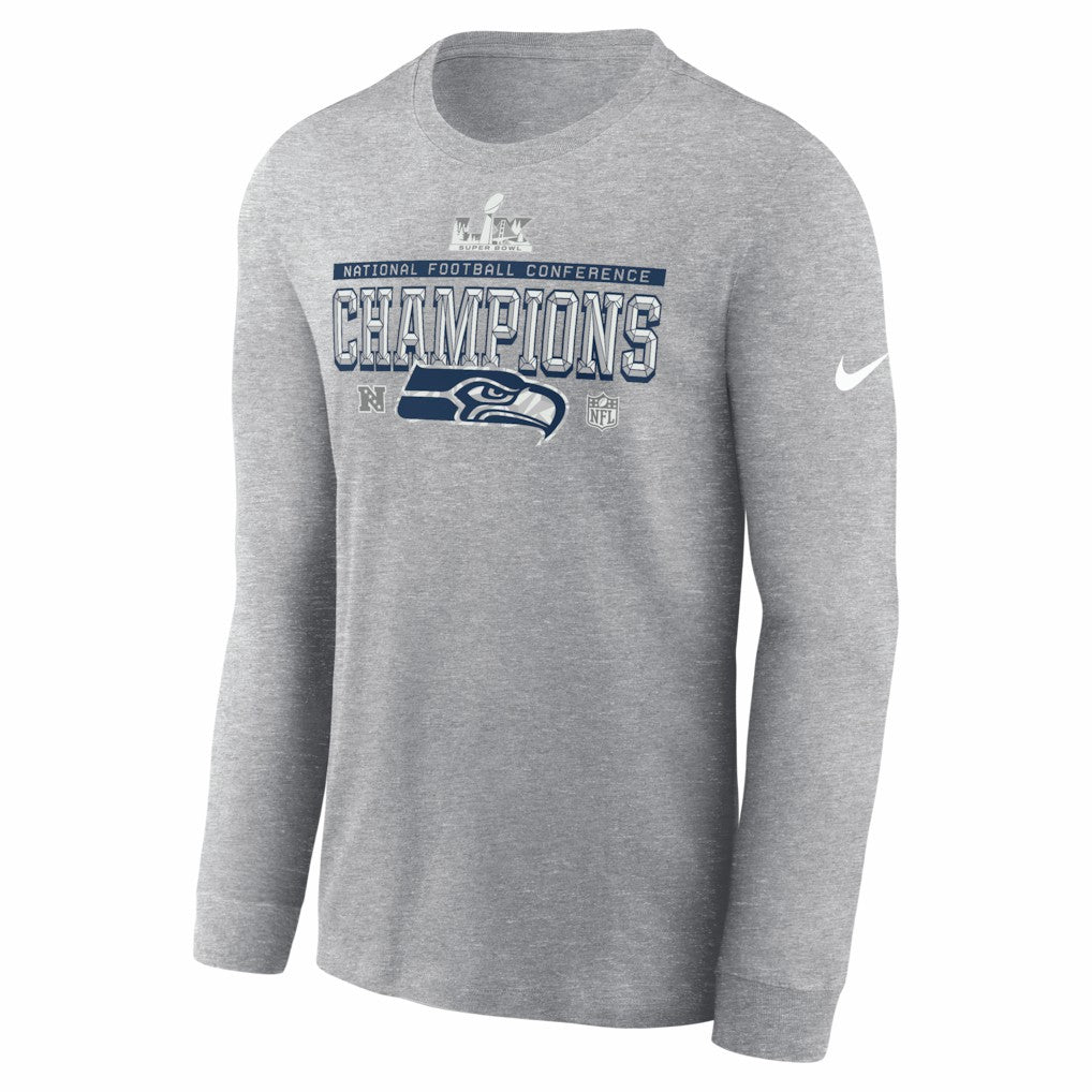 Seattle Seahawks Nike 2025 NFC Champions Locker Room Trophy Collection Long Sleeve T-Shirt