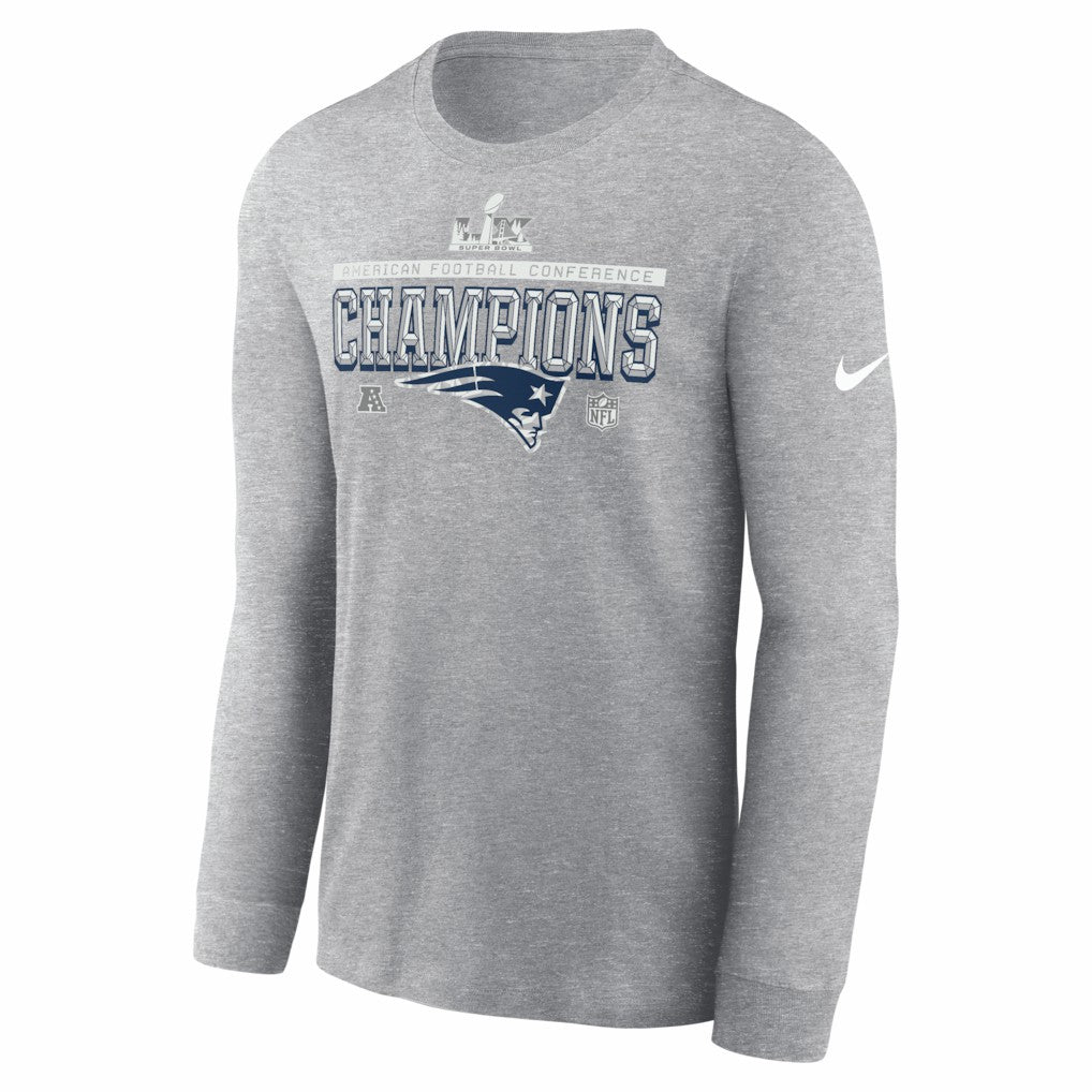 New England Patriots Nike 2025 AFC Champions Locker Room Trophy Collection Long Sleeve T-Shirt